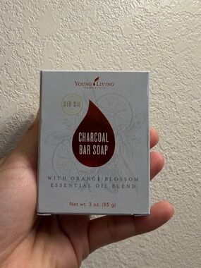 NEW Young Living Charcoal Bar Soap - White with Red Accent
